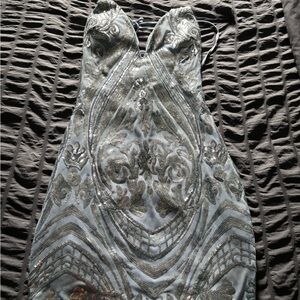 Windsor Silver Backless Dress with Intricate Patterns